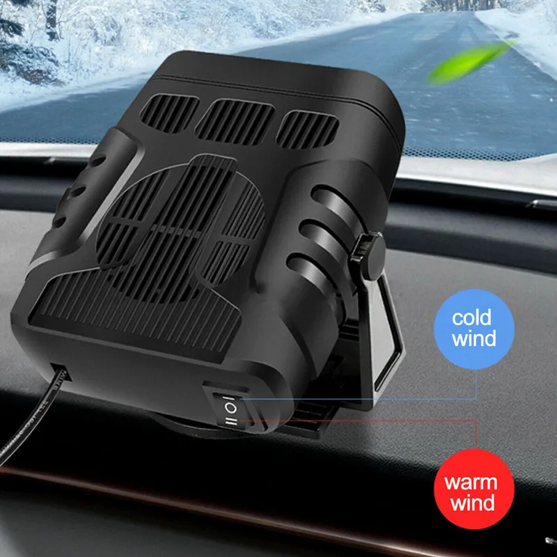 12/24v 120w portátil auto calefator defoster elétrico viagem veículo aquecimento ventilador de refrigeração 360 graus rotação pára-brisas defogging