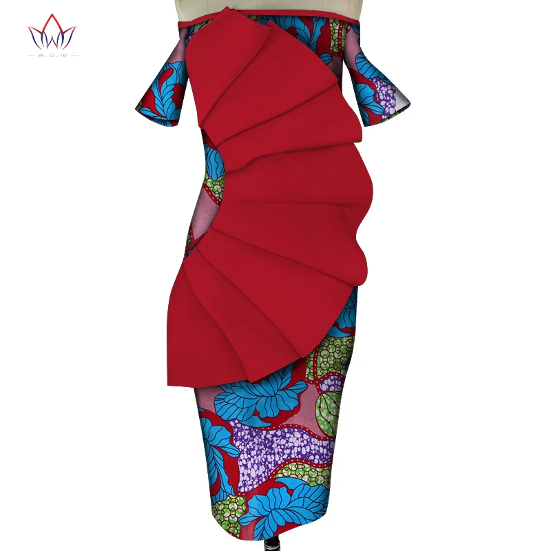 Африканские платья для женщин, одежда, принт, драпированные платья, Принт Vestidos Bazin Riche Africn Ankara, вечерние короткие платья WY5476 - Цвет: 19