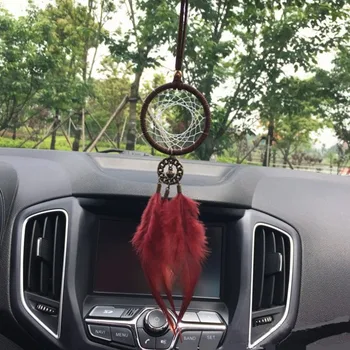 

Dream Catcher Car Pendant Red Feather Wind Chimes Decorative Hanging Decorations
