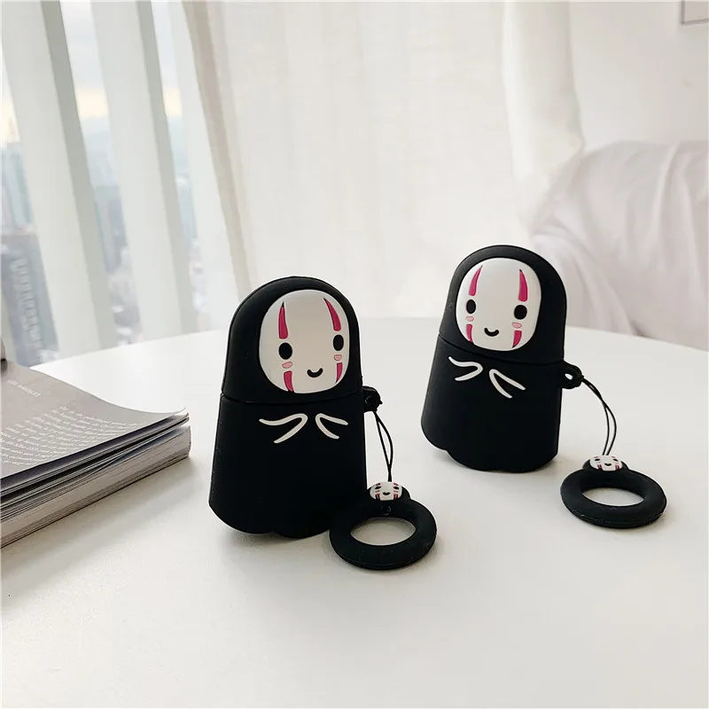 

3D Cute Cartoon No Face Man Earphone Case For Airpods 1 2 Soft Silicone Case For Apple Air Pods 2 Case Cover With Ring Buckle