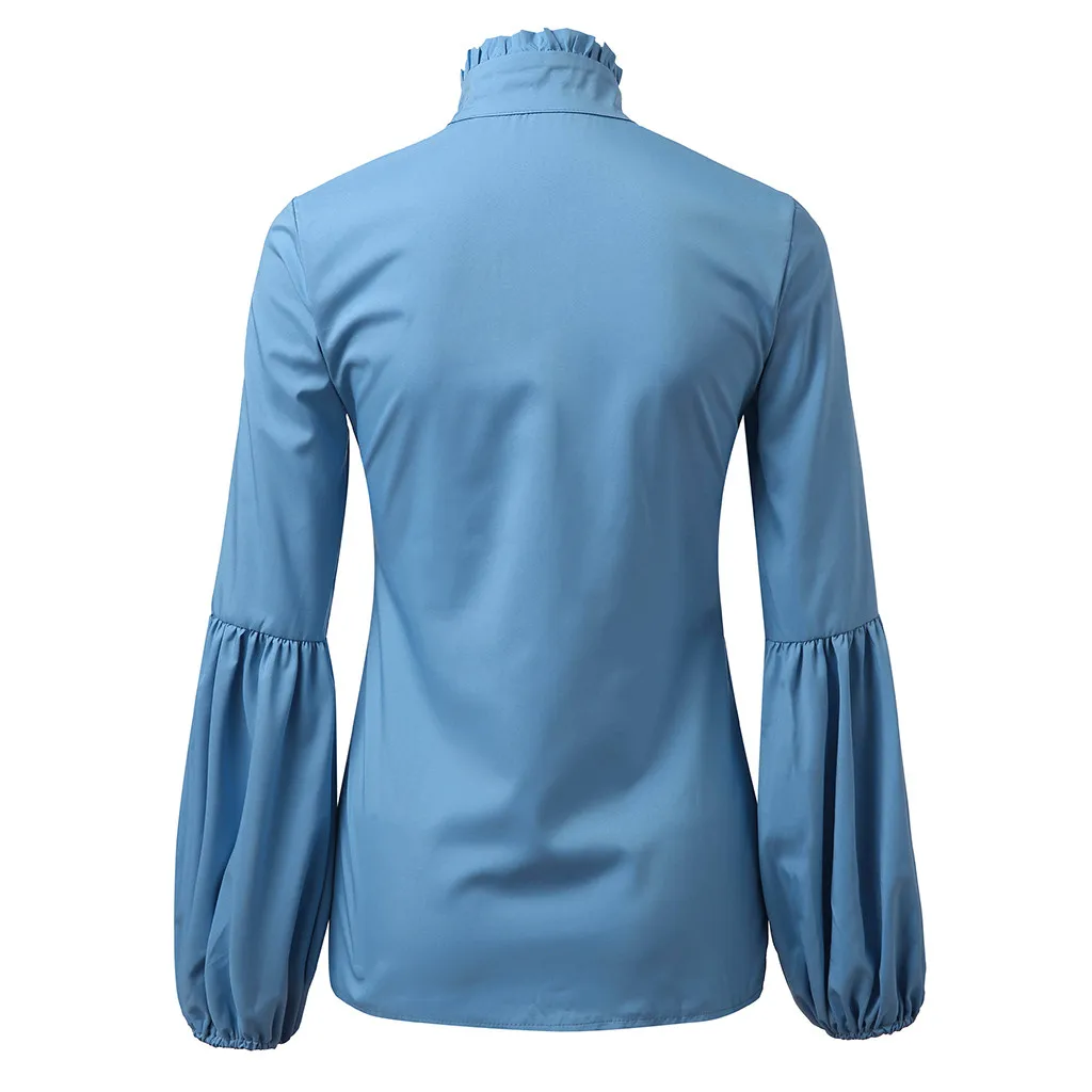 SAGACE Женская однотонная водолазка с пуговицами, топ с расклешенными рукавами, женская рубашка, осень и зима, новая мода