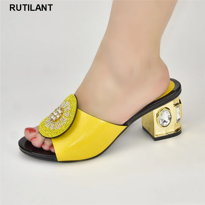Zapatos de tacón mujer, calzado de fiesta, decorado con diamantes de imitación, estilo nigeriano, de buena calidad, para verano|Zapatos de tacón de - AliExpress