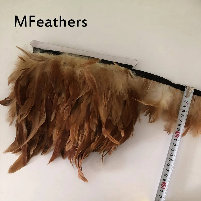 MFeathers цена 5 метров фиолетовое куриное перо полоски 10-15 см 4-6 дюймов Высота петуха Coque перья планки прополка карнавалов - Цвет: Natural