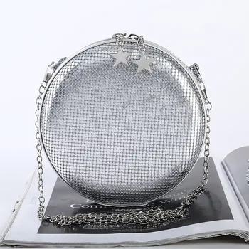 

2019 New Women's Evening Handbag Sequins Aluminum Bag Party Clutch Shoulder Cross Bag Purses And Handbags#45