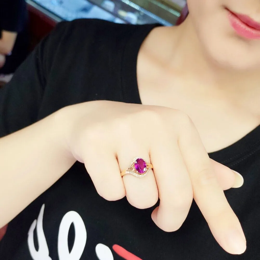 Турмалиновое кольцо из рубилита 1.8ct чистое 18 K золотое ювелирное изделие натуральный рубин Турмалин драгоценные камни Бриллианты Женские кольца для женщин изящное кольцо