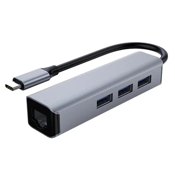

3 USB Ports Hub Splitter Ethernet RJ45 LAN Adapter Free Drive USB-C Splitter High-Speed USB 3.0 Ports Network Extender 2