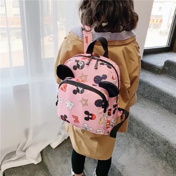 

Children Mickey Minnie Backpack Rucksack School Bag Personalised Cartoon Pattern Zipper Kid Book Bag 4 Colors New