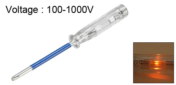 100-1000V Blue 1pcs Uxcell 1-2 шт тестовая ручка напряжения, отвертка с тестером электрической цепи тест er детектор электрозонд 100-500/1000 в - Цвет: 100-1000V Blue 1pcs