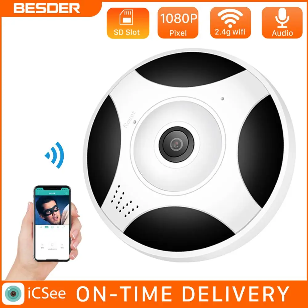 

BESDER WiFi 1080P Fisheye VR Degree Panoramic IP Camera 2MP P2P Wireless Wifi IP Camera Home Security Surveillance Camera iCsee