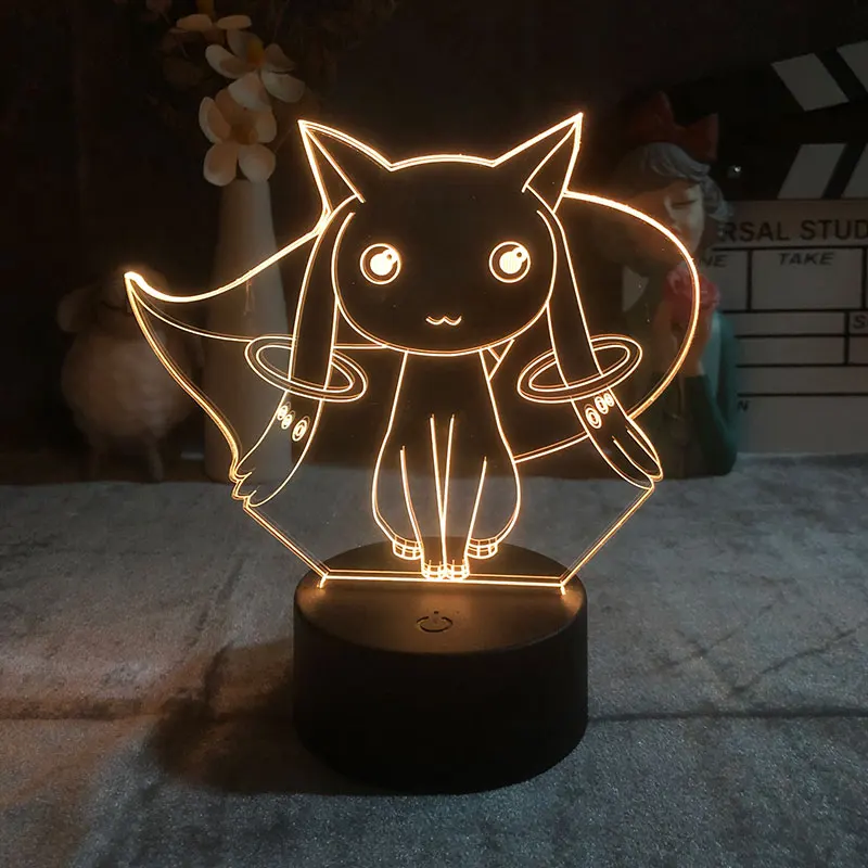 Kyubey LED аниме лампа 3D Голограмма ночсветильник красочные детские украшения для