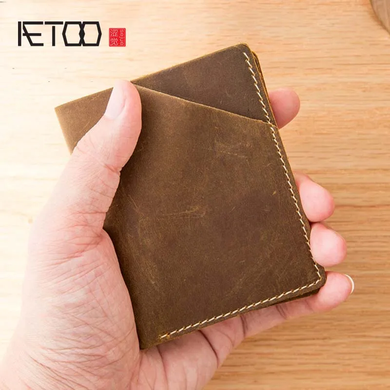 AETOO кожаная сумка для карт, Мужская ультратонкая кожаная сумка для карт, мини-кошелек, чехол для кредитных карт
