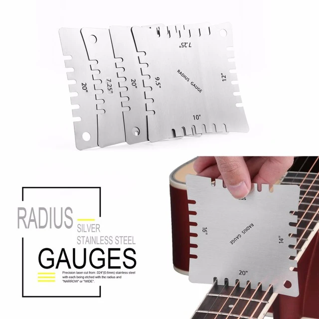 ELEG-4Pcs гитара из нержавеющей стали зубчатый радиус Калибр дизайн гриф измерительный инструмент набор широкий и узкий радиус Калибр