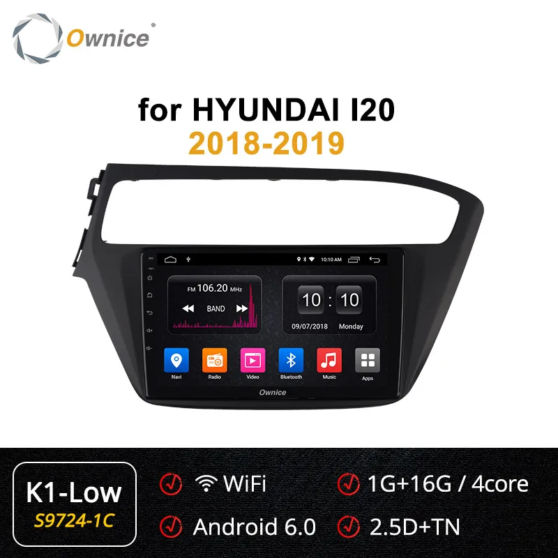 S9724-1 K1 LOW Ownice Navi 2Din стерео Android 9,0 8-Core авто для hyundai i20 K3 K5 K6 4 аппарат не привязан к оператору сотовой связи 360 панорама DSP SPDIF gps плеер - Цвет: S9724-1 K1 LOW