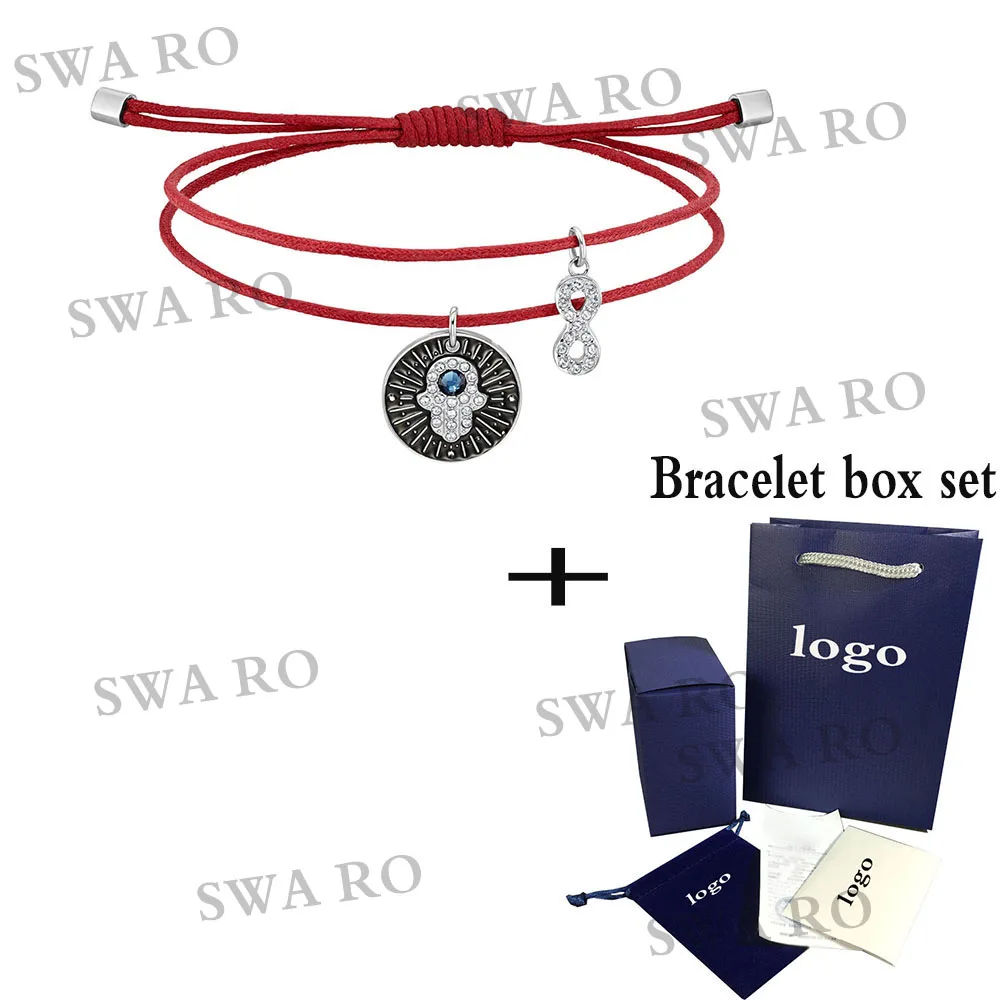 

SWA 2019 Fall Fashion New UNISEX HAMSA HAND Symbol 8 Red Double-layer Rope Bracelet Valentine's Day Recommended Jewelry Gift