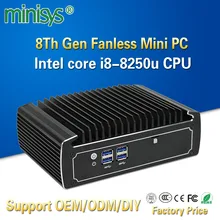Minisys безвентиляторный настольный компьютер Intel Core i5 8250u 4k мини-ПК двойной Nic Barebone Nvidia i9 тонкий клиент поддержка 3g 4G модуль