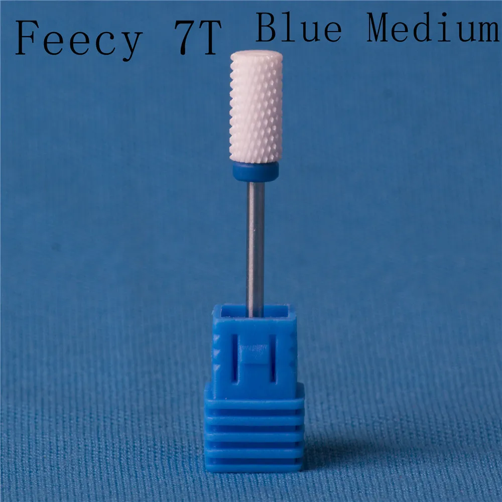 Feecy 7T Blue M Насадки керамическая фрезы для маникюра фреза для маникюра педикюра фрезер для маникюра сверла для маникюра корундовые фрезы для маникюра фрезы для снятия гель лака сверло для маникюра алмазные фреза керамика дляногтей - Цвет: Feecy 7T Blue M
