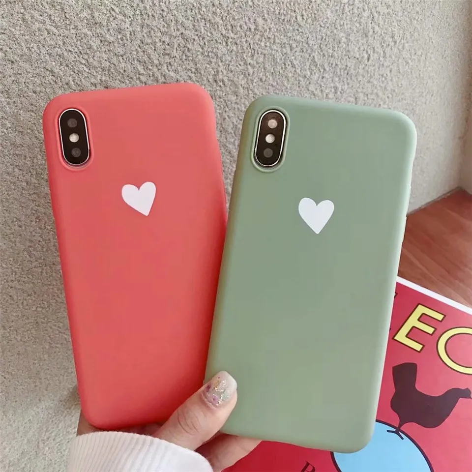 

Frosting love heart back funda for iPhone 7 plus cases For Apple iPhone X XR XS MAX 8 plus coque 6 6s plus funda