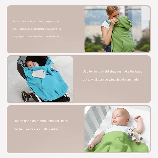 Baby Carrier Cover Hooded Stretchy Cloak Multifunctional Baby Cartoon Cloak Windproof Newborn Thicken Warm Stroller Cover 3