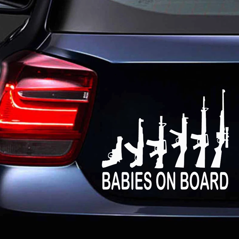 

EmpireYing 15x12.5 cm Babies on Board My Gun Family Personalized Lettering Art Vinyl Decal Car Sticker Military Enthusiast Gifts