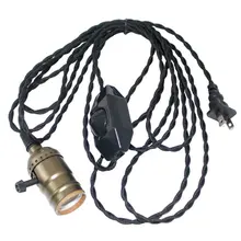 Amazon AliExpress питания с вилкой черный и белый с узором ткачество ma hua xian Регулируемая тонкая проволока E26 Ретро держатель лампы