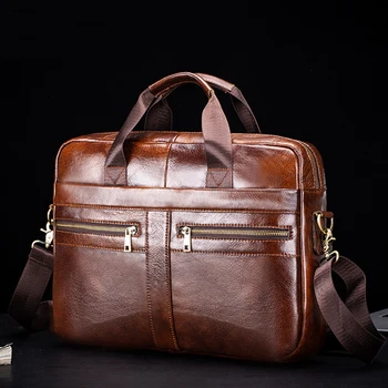 

High Quality Men Briefcase Genuine Leather Bag Business Shoulder Messenger Bags Men Handbag Office Laptop Male Briefcases WBS796