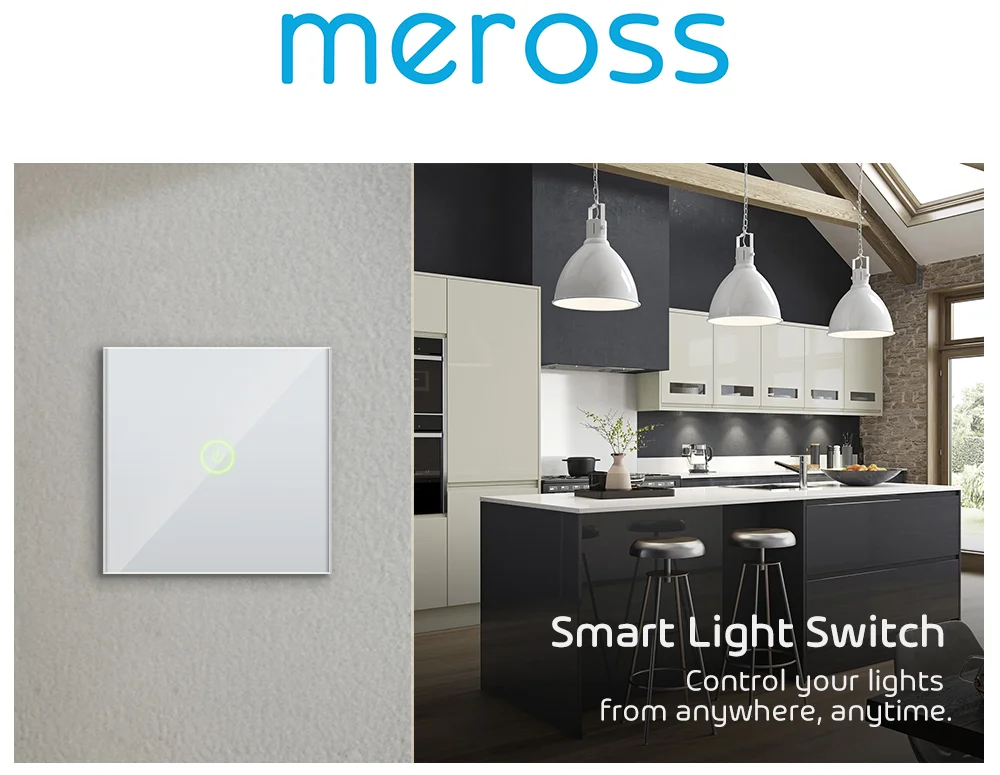 Meross Smart 2 Way светильник переключатель совместим с Alexa и Google Home& SmartThings& алиса яндекс, легкая в стену Установка