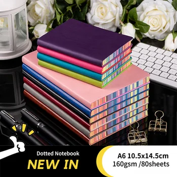

A6 Soft Cover Dotted Notebook Rainbow Color Edge Dot Grid Journal Creative Simple 160gsm Thick Bullet Travel Diary