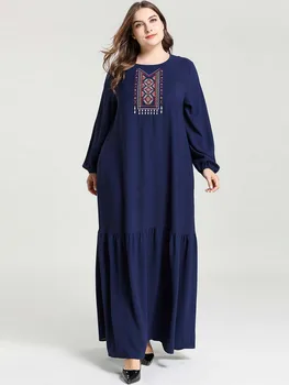 

Women Muslim hijab dress gamis muslim wanita Ethnic Embroidery crochet Floral Dress caftan marocain Arabic dubai abaya dress