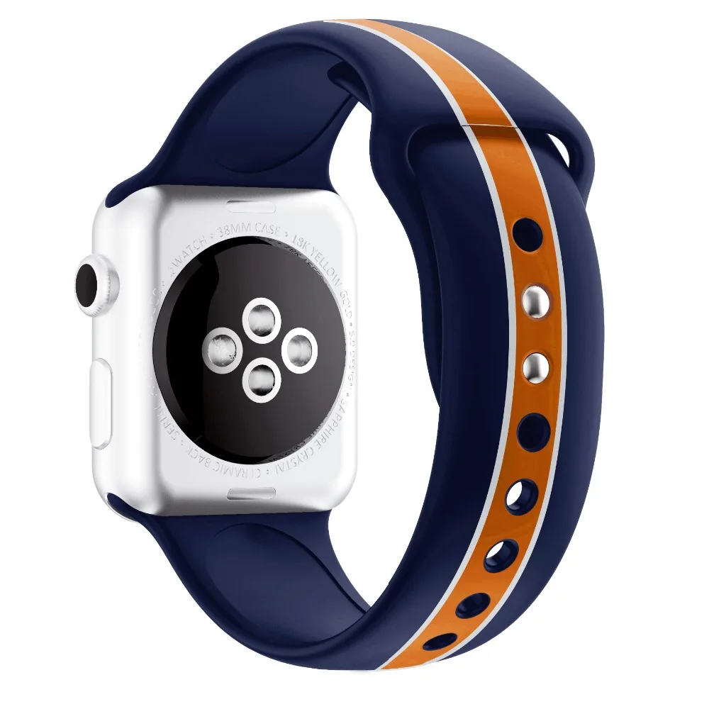 Полосатый ремешок для Apple Watch 38 мм 42 мм iWatch ремешок 44 мм 40 мм спортивный силиконовый ремень браслет Apple watch 5 4 3 2 аксессуары