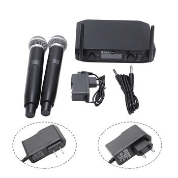 

Smart Fm Vhf Wireless Microphone 2 Cordless Handheld Mic Free Frequency For Meeting Pc Speaker Amplifier