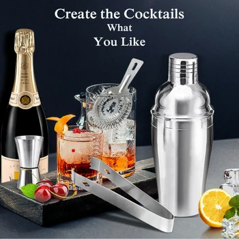 

Bartender Drink Shaker Mixer Set Jigger Strainer Pourers Bottle Opener Kit Cocktail Bar Accessories Tools