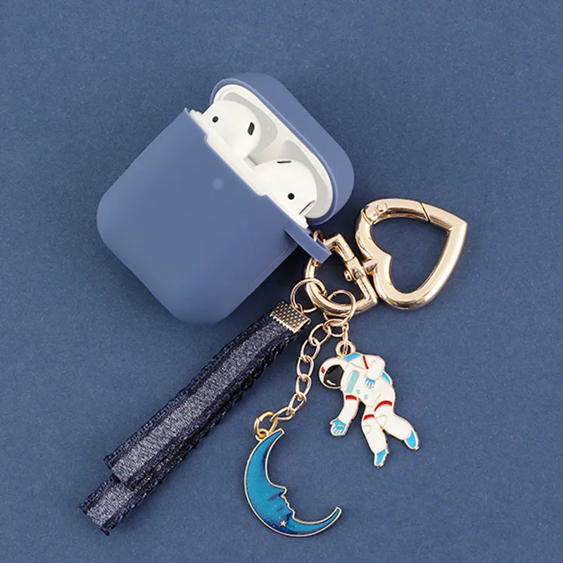 Luxury Cute Moon Cat Girls Key Ring Blue Silicone Case for Apple Airpods Cases Bluetooth Earphone Protective Cover Headset Box - Цвет: Model10