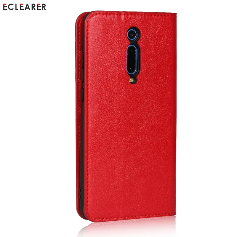 Чехол-Кошелек ECLEARER для Xiao mi Red mi K20/Pro, роскошный чехол из натуральной кожи для Xiaomi mi 9T mi 9 T/Pro, слоты для карт, откидной Чехол - Цвет: Красный