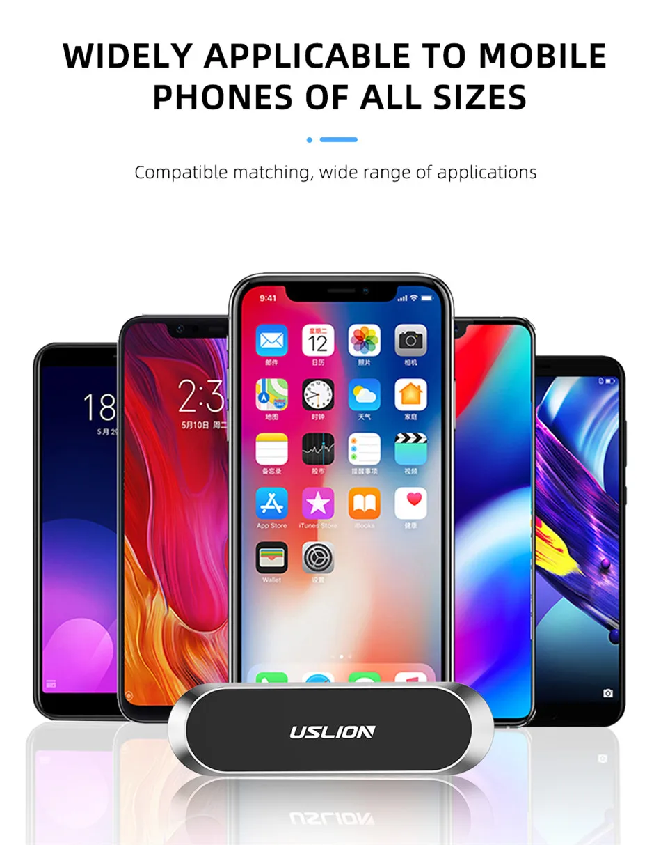 mobile finger holder USLION mini Strip Magnetic Car Phone Paste Holder Stand For iPhone Samsung Xiaomi Wall Zinc Alloy Magnet GPS Car Mount Dashboard phone stand for desk