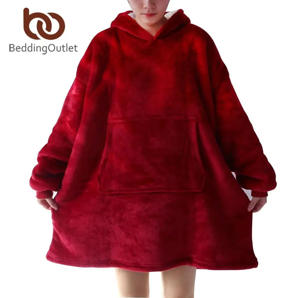 Beddingoutlet Sherpa Fleece Blanket With Sleeves Hoodie Blanket Adults