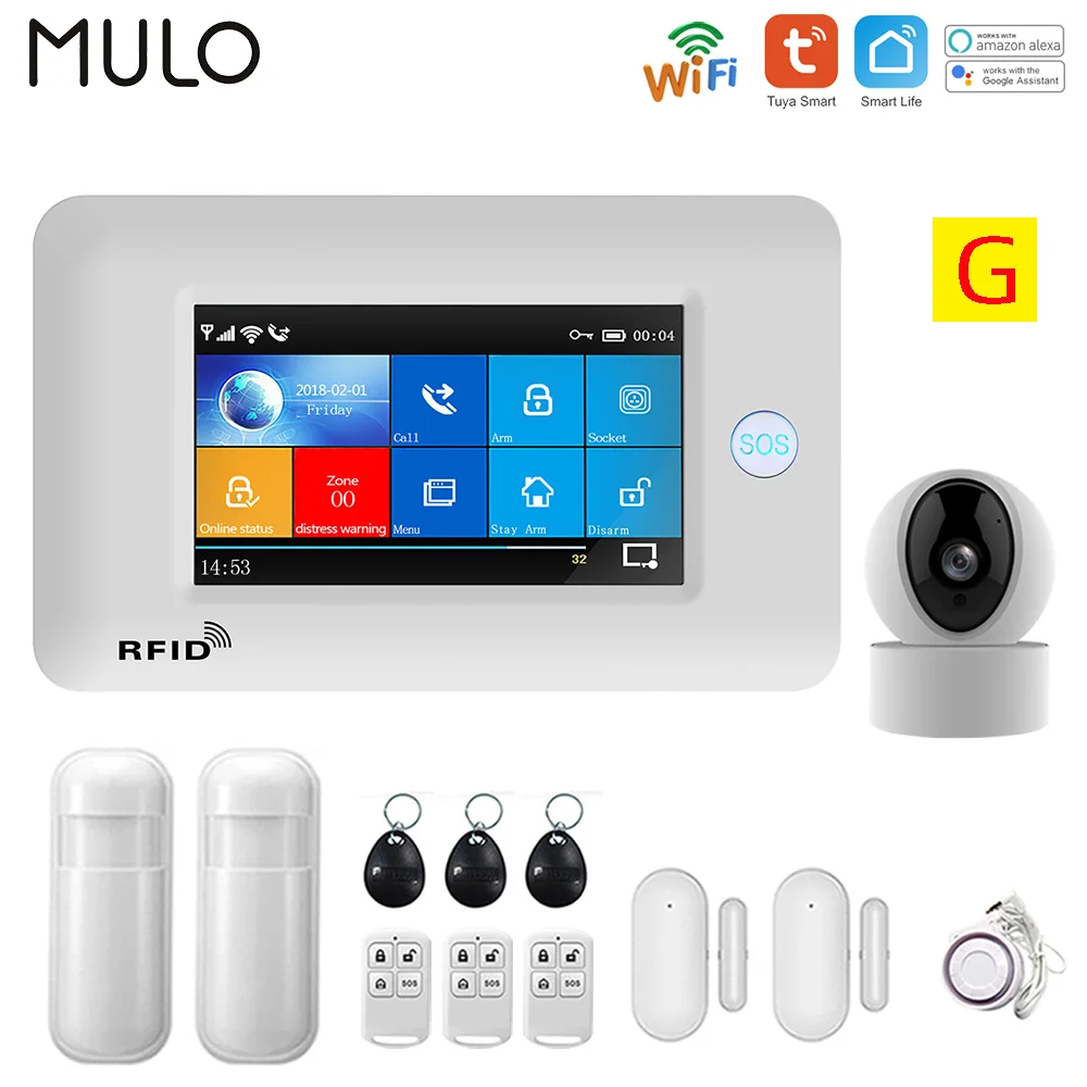 Tuya 433MHz WiFi Gsm Security Alarm System With IP Camera PIR Motion Door Sensor Siren Wireless Smart Home Burglar Kit | Безопасность и