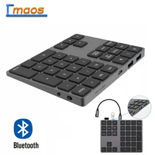 Teclado numérico sem fio de bluetooth da liga de alumínio com função da entrada de digitas do cubo de usb para windows/mac/os/android/computador portátil