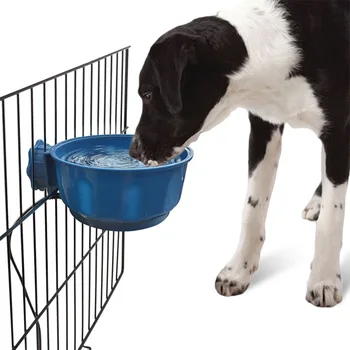 

Winter Pet Dog Heating Bowl ABS Heat Preservation Constant Temperature Cage Hanging Heated Water Feeder Basin Dark Blue
