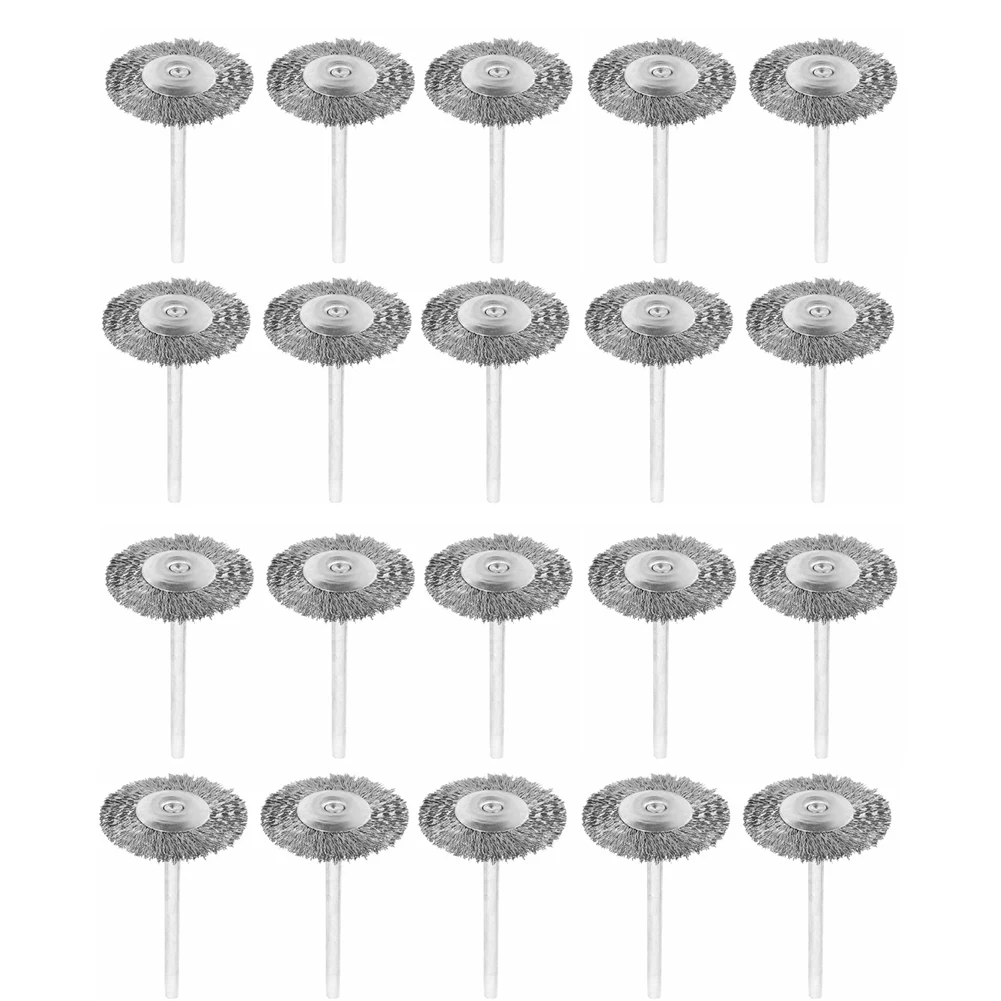 20pcs Grinding Rotary Polishing Cleaning Metal Steel Wire Brush Tools Welding Drill Wheel Rust Removal Round Dedusting
