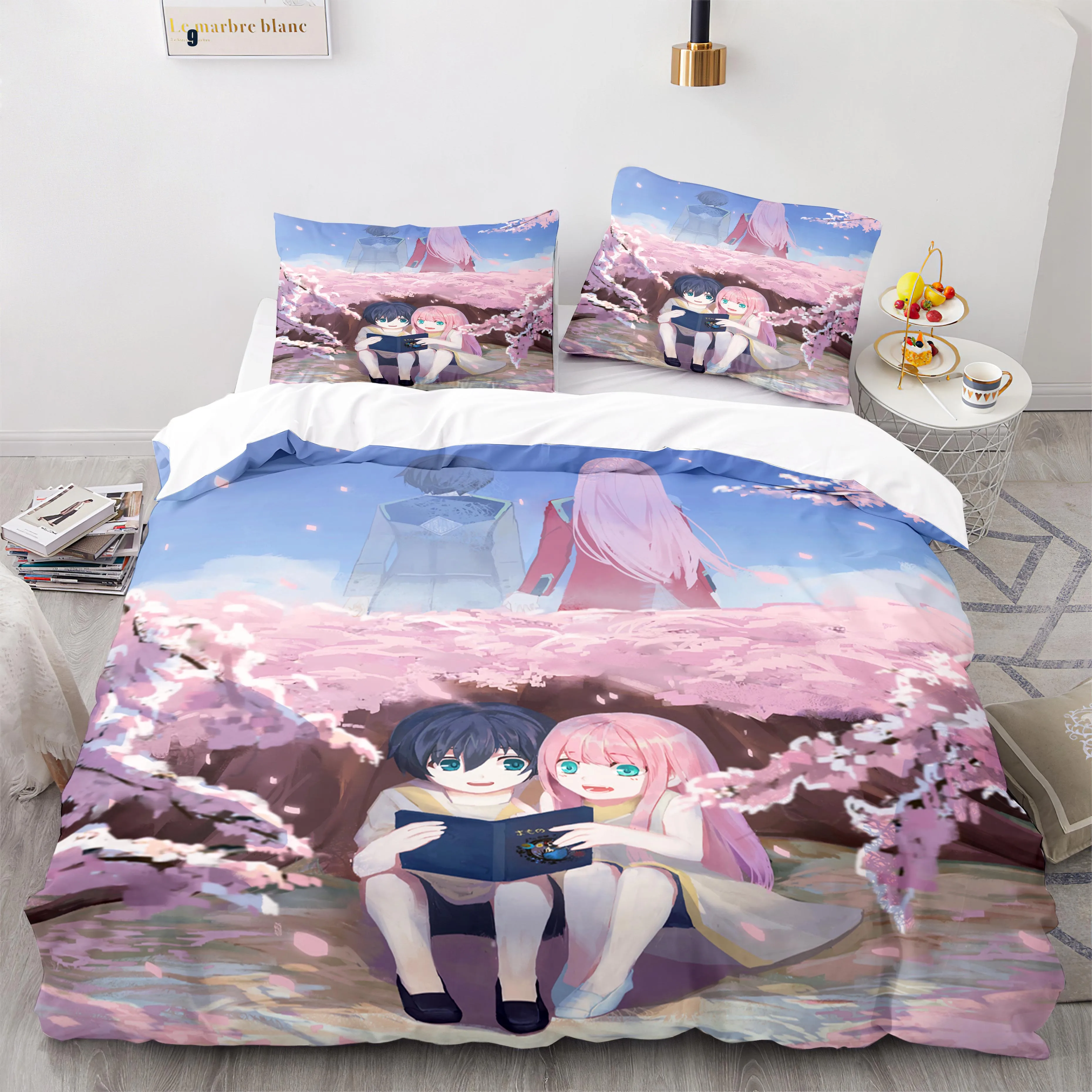 

Darling In The Franxx Bedding Set Bedspread Single Twin Full Queen King Size Pink Bed Sets Children's Bedroom Duvetcover Lovers