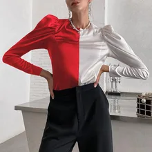 

Women's Autumn Blouse 2022 VONDA Ladies Ol Style Patchwork Shirts Casual Satin Slik Tops Oversized Bohemian Party Blusas