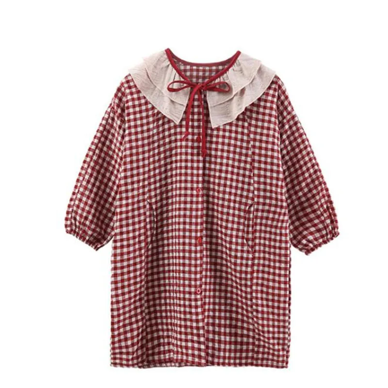 Весенняя детская одежда платье в клетку Vestido/Школьная рубашка с длинными рукавами и оборками для девочек-подростков, платья для От 4 до 12 лет