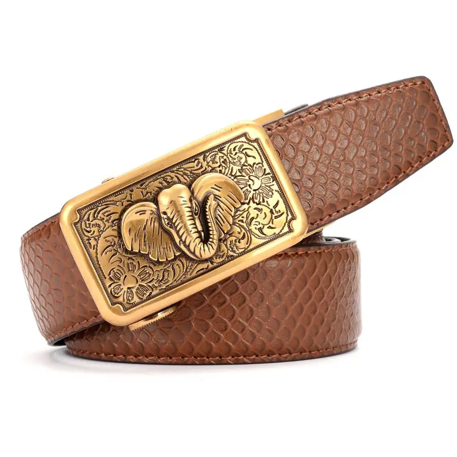 coffee bronze Дизайнерские ремни, мужской ремень, ремень с автоматической пряжкой, Fit-36mm, широкий мужской кожаный ремень - Цвет: coffee bronze