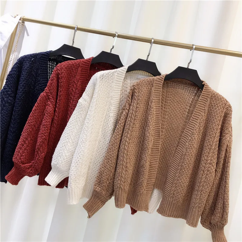 

Fashion Women's Lanterns Long Sleeve Sweater Spring Korean of Loose Padded Cardigan Coat Jacket