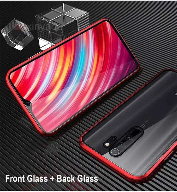 360 Полный Магнитный чехол для Xiaomi Redmi Note 8 pro note8 pro 360 Защитный чехол из закаленного стекла для Xiaomi Redmi Note 8 pro Чехол - Цвет: Red