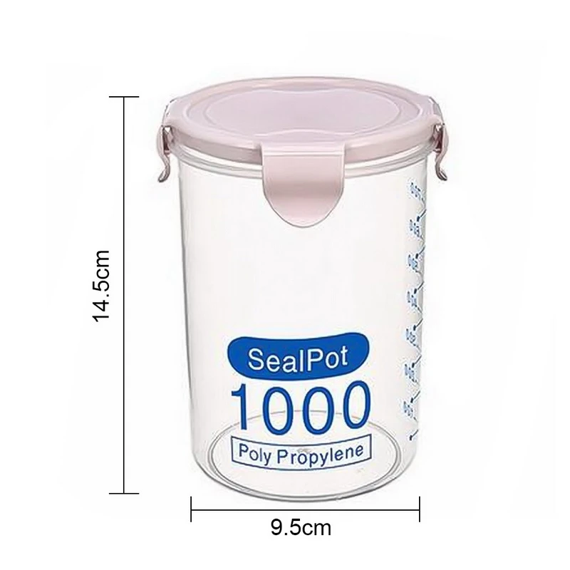 1000ml pink FUNIQUE рис бобы Stoarge Jar с крышкой уплотнения 4 решетки Холодильник Хранения Пищи Контейнер пластиковый кухонный ящик для хранения - Цвет: 1000ml pink