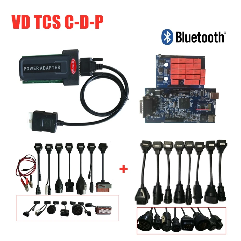 Для Autocome VD TCS C-D-P+ 16 шт. Автомобильный/грузовой кабель сканер vd ds150e c-d-p obd obd2 автомобильный диагностический инструмент с bluetooth usb cbale