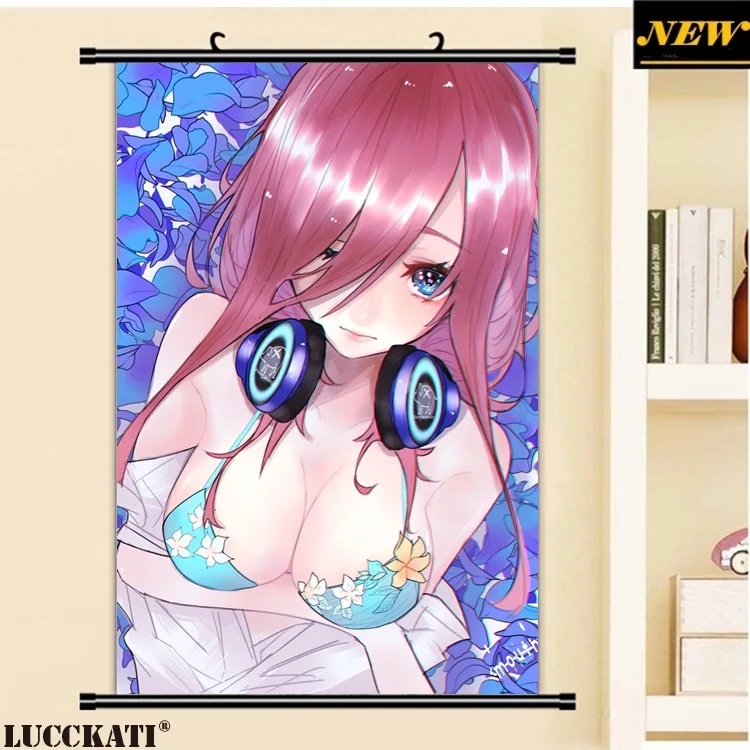 

40X60CM 5-toubun Gotoubun Go-Toubun no Hanayome Nakano nino bikini loli cameltoe cartoon anime art poster scroll canvas painting