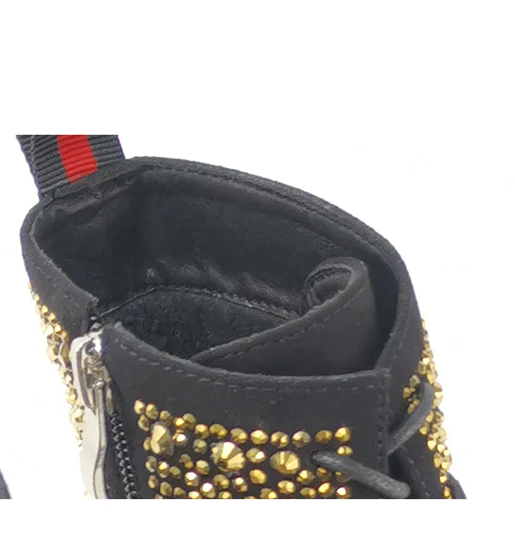 autumn and winter leather rhinestone Martin thick bottom wild European cargo motorcycle boots booties