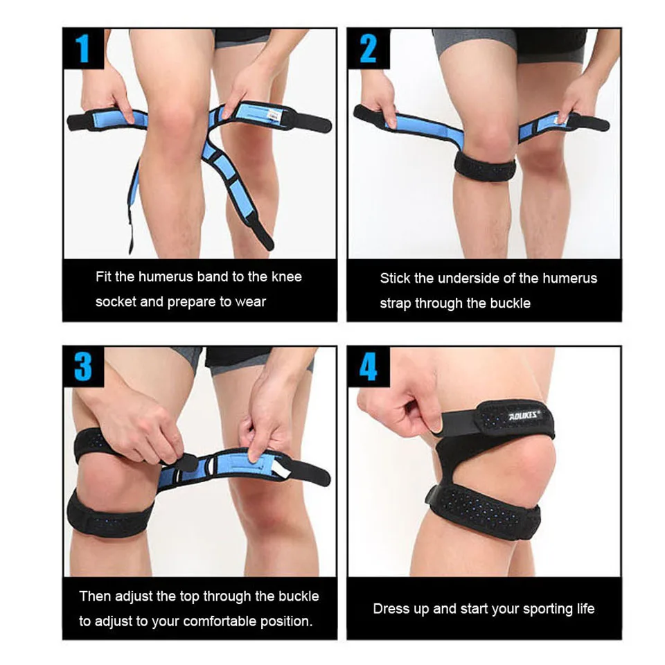 1PCS Double Patella Breathable Flexible Knee Brace Strap Support Pad Reduce Pain Soreness Fitness Exercise Pressure knee pad,knee support,knee brace,patellar band,knee wraps